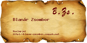 Blanár Zsombor névjegykártya